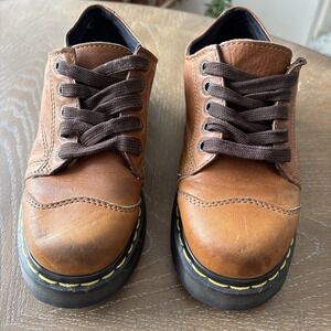 Dr. Martens 8651 Vintage Made in England Tan Brown Leather Platform Oxfords 4